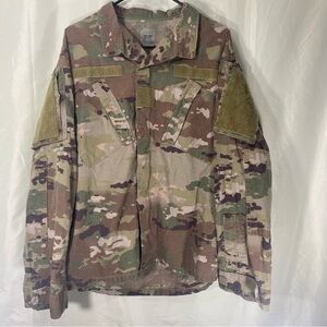 Green and Brown Military Field Jacket with Stand-up Collar